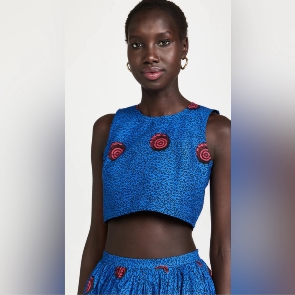 Vibrant Blue and Red Women's Crop Top